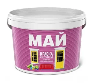 Краска МАЙ интерьерная белая, ведро 13 кг